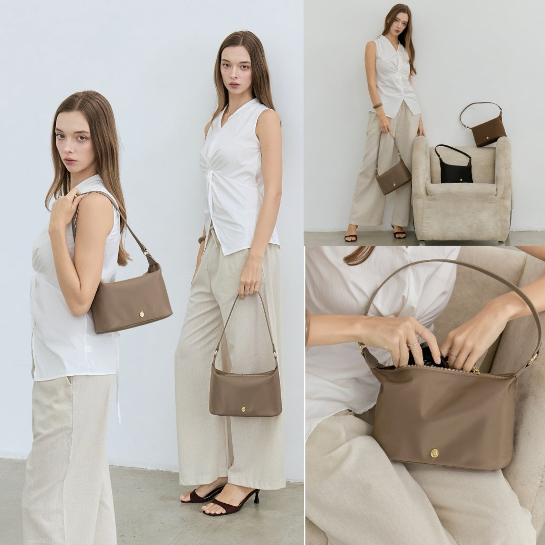 COMFY Re-Edition HOBO bag : NYLON with Genuine leather strap