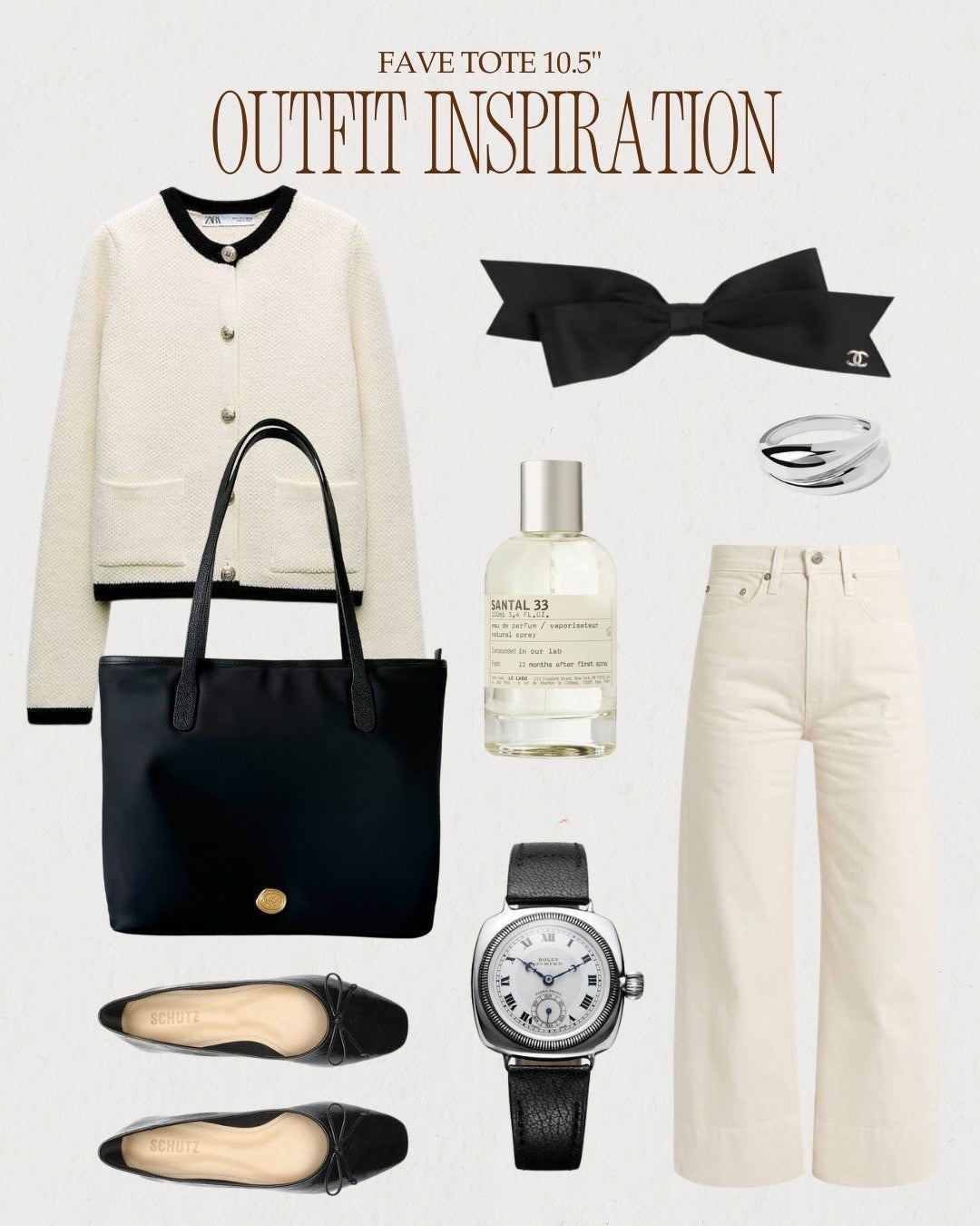 Black: FAVE TOTE Bag 10.5 inch, Premium Nylon with Genuine leather