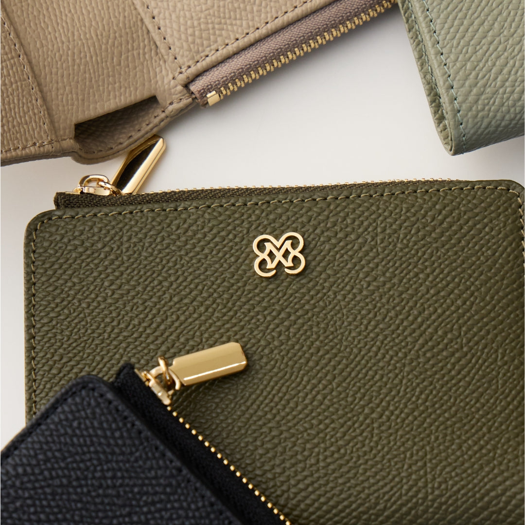 CARA Bi-Fold Wallet with Back Zip Genuine Leather Short Wallet
