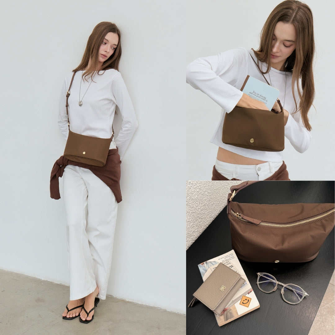 COMFY Re-Edition HOBO bag : NYLON with Genuine leather strap