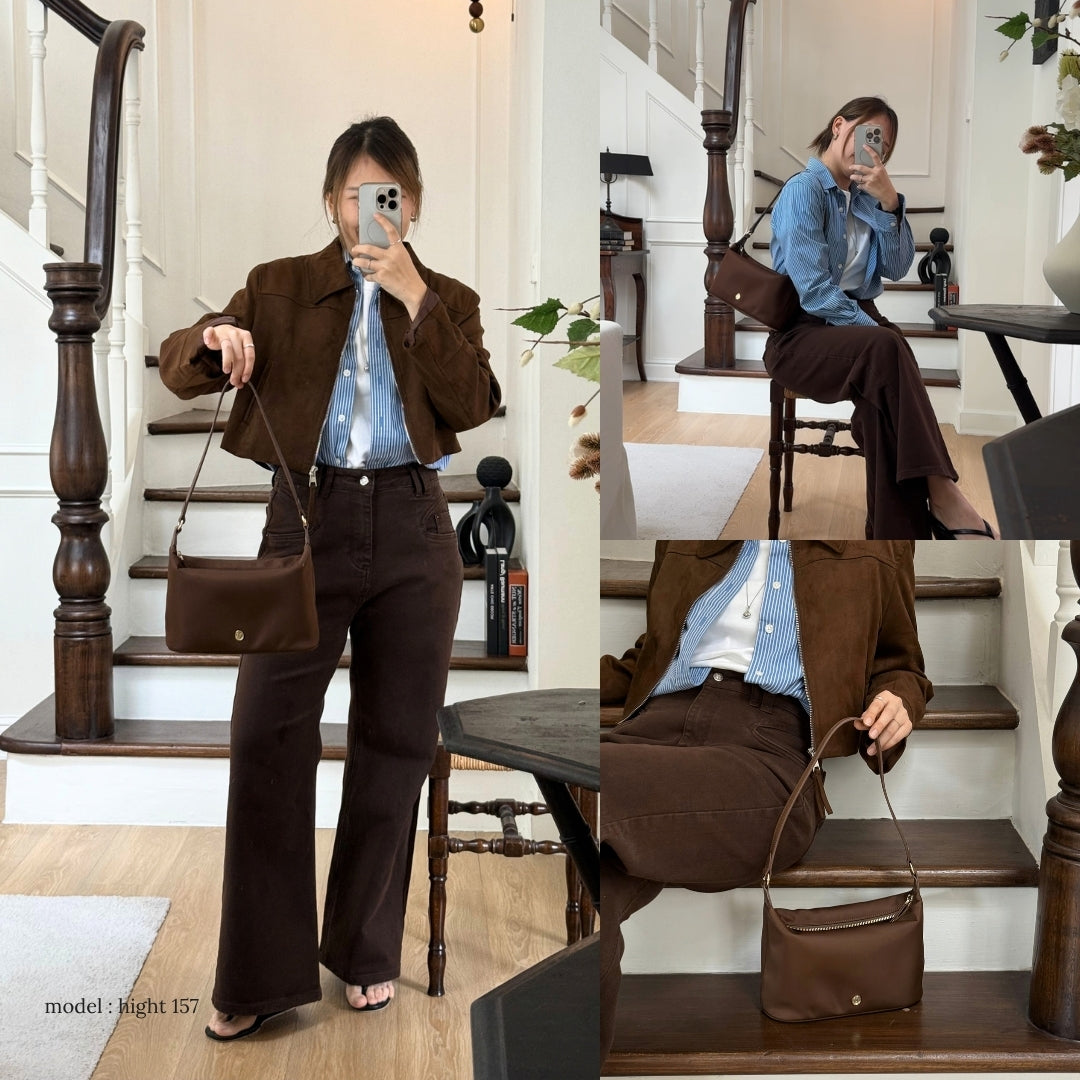 COMFY Re-Edition HOBO bag : NYLON with Genuine leather strap