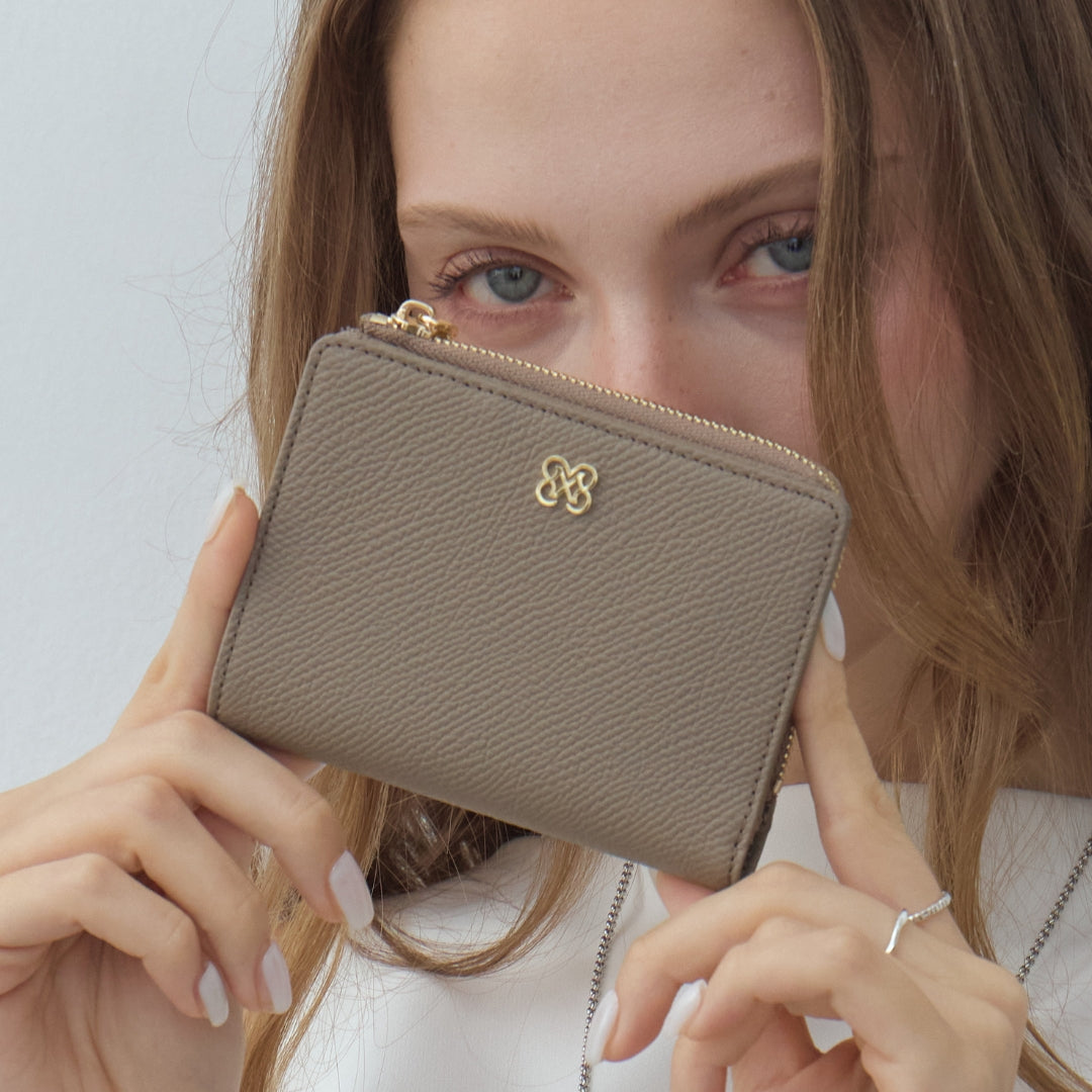 CARA Bi-Fold Wallet with Back Zip Genuine Leather Short Wallet
