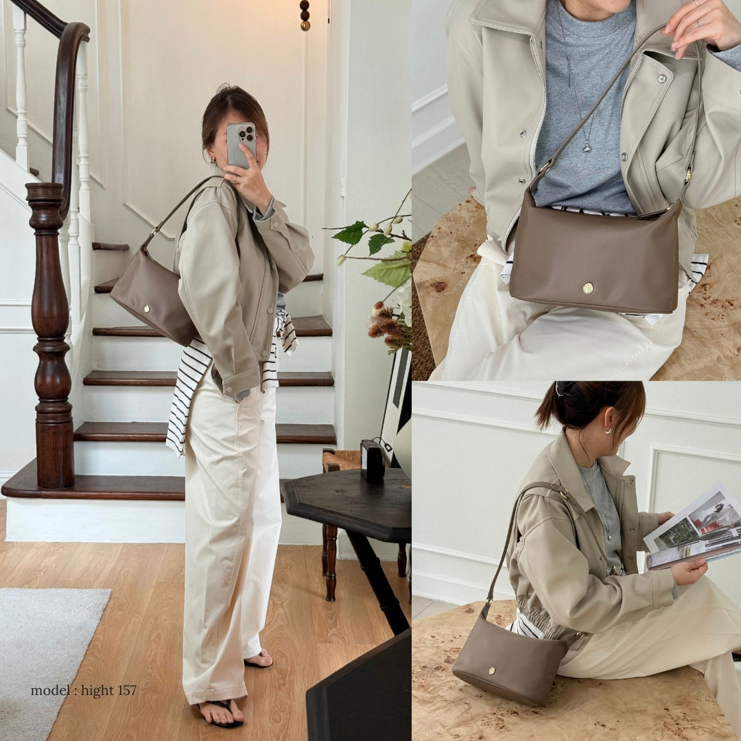 COMFY Re-Edition HOBO bag : NYLON with Genuine leather strap