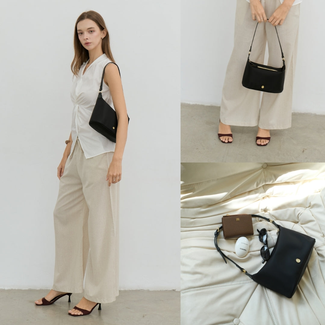 COMFY Re-Edition HOBO bag : NYLON with Genuine leather strap