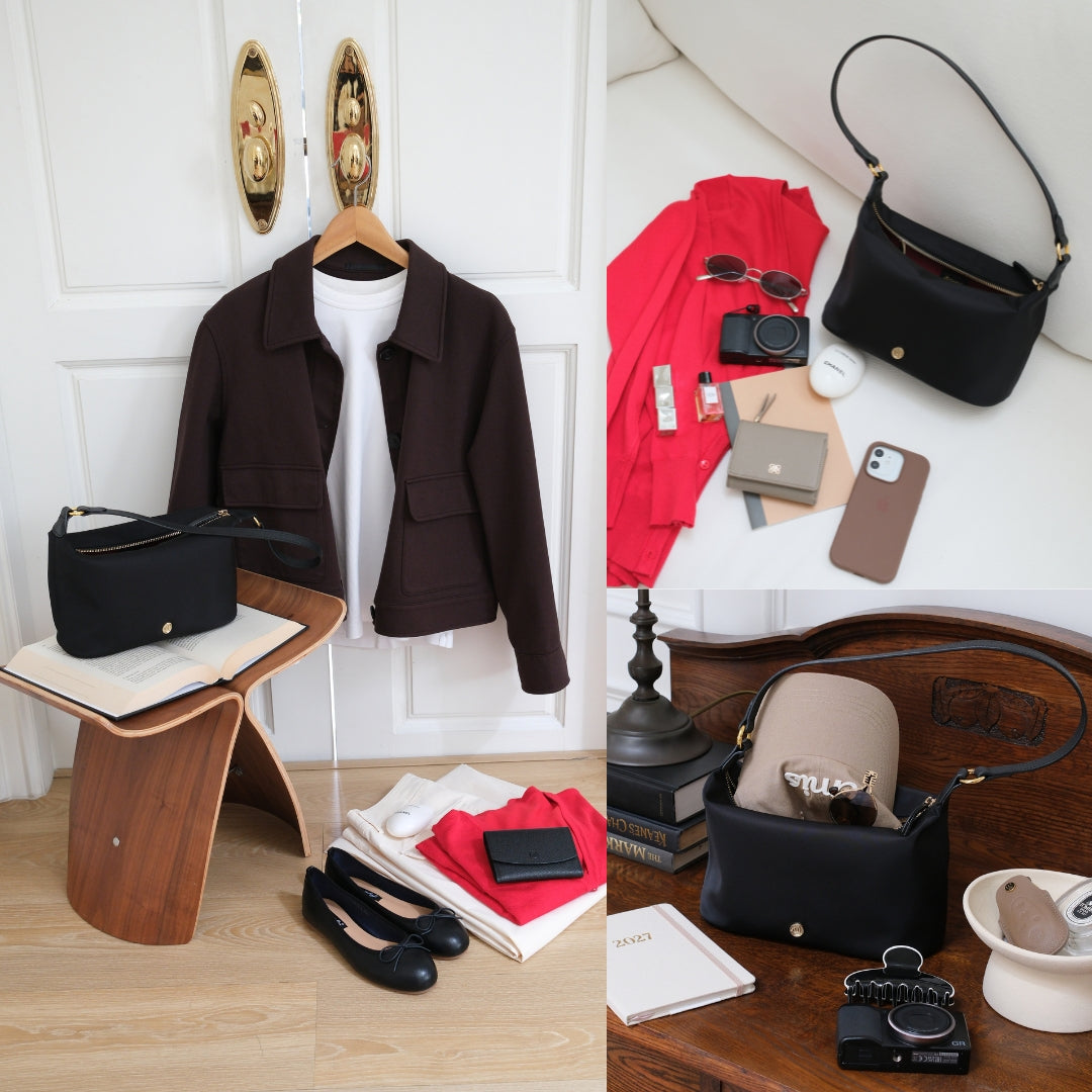 COMFY Re-Edition HOBO bag : NYLON with Genuine leather strap