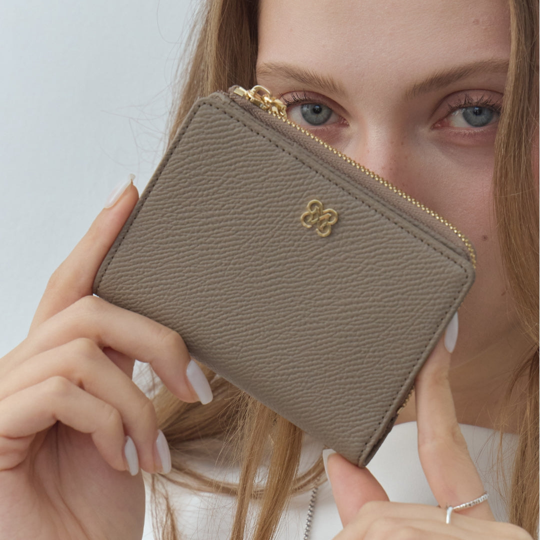 CARA Bi-Fold Wallet with Back Zip Genuine Leather Short Wallet