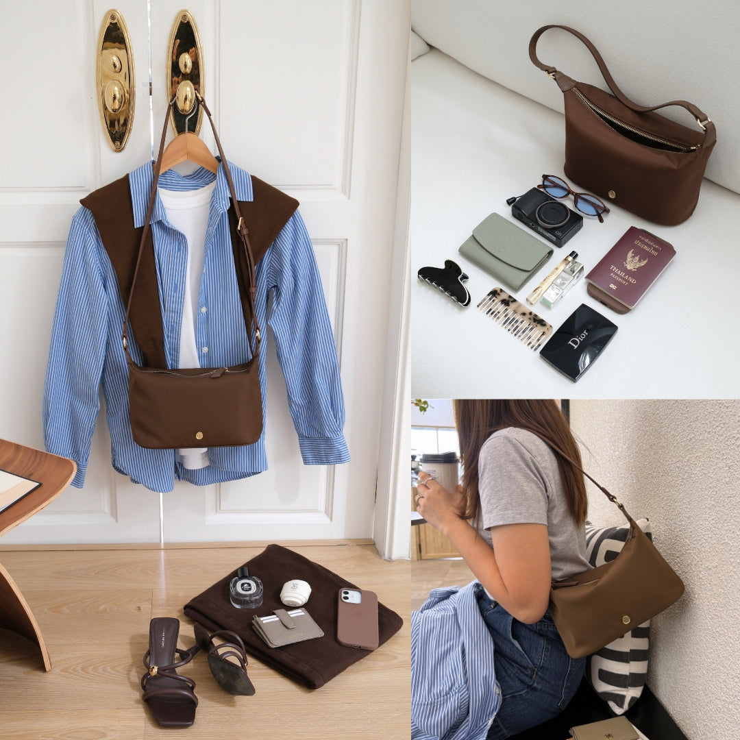 COMFY Re-Edition HOBO bag : NYLON with Genuine leather strap