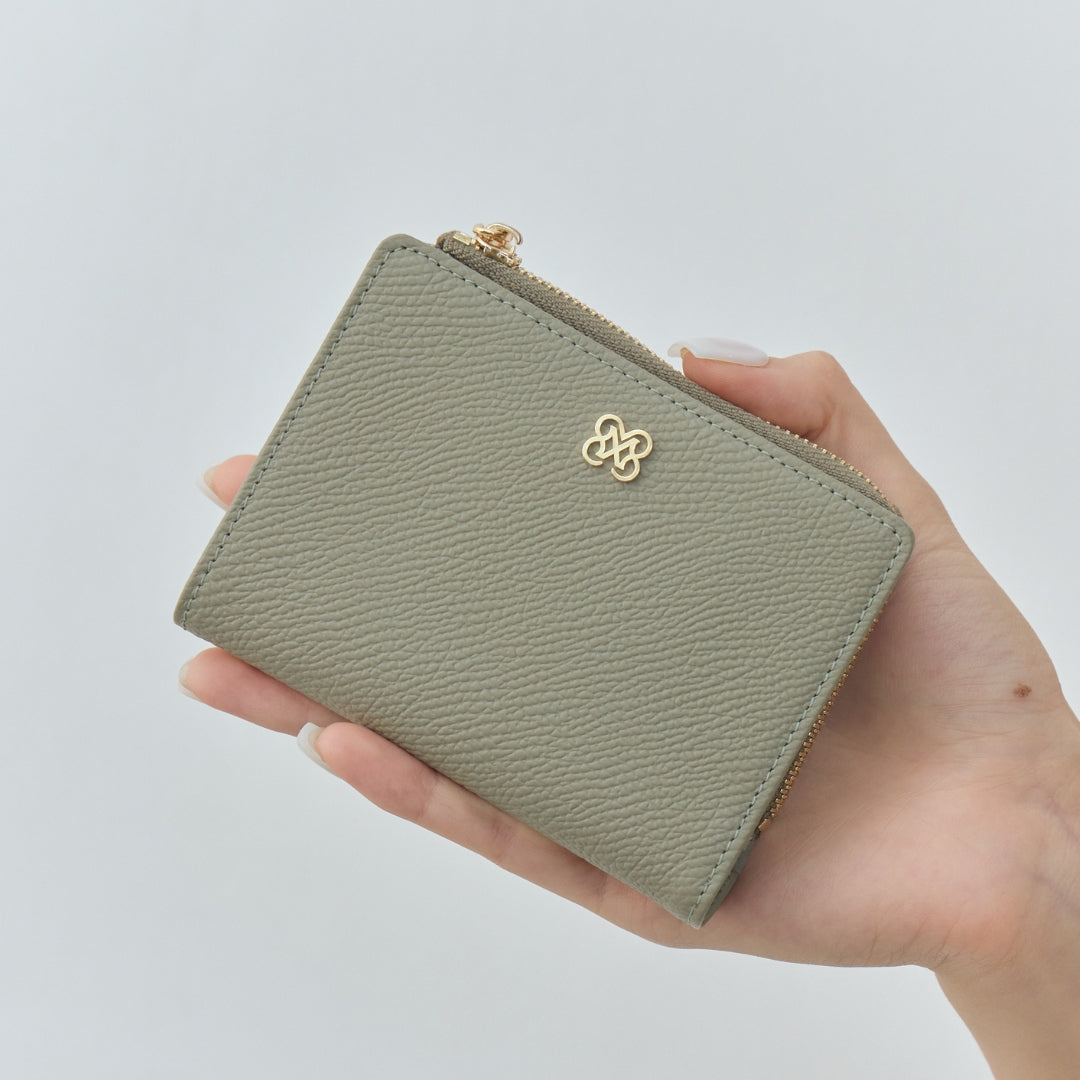CARA Bi-Fold Wallet with Back Zip Genuine Leather Short Wallet