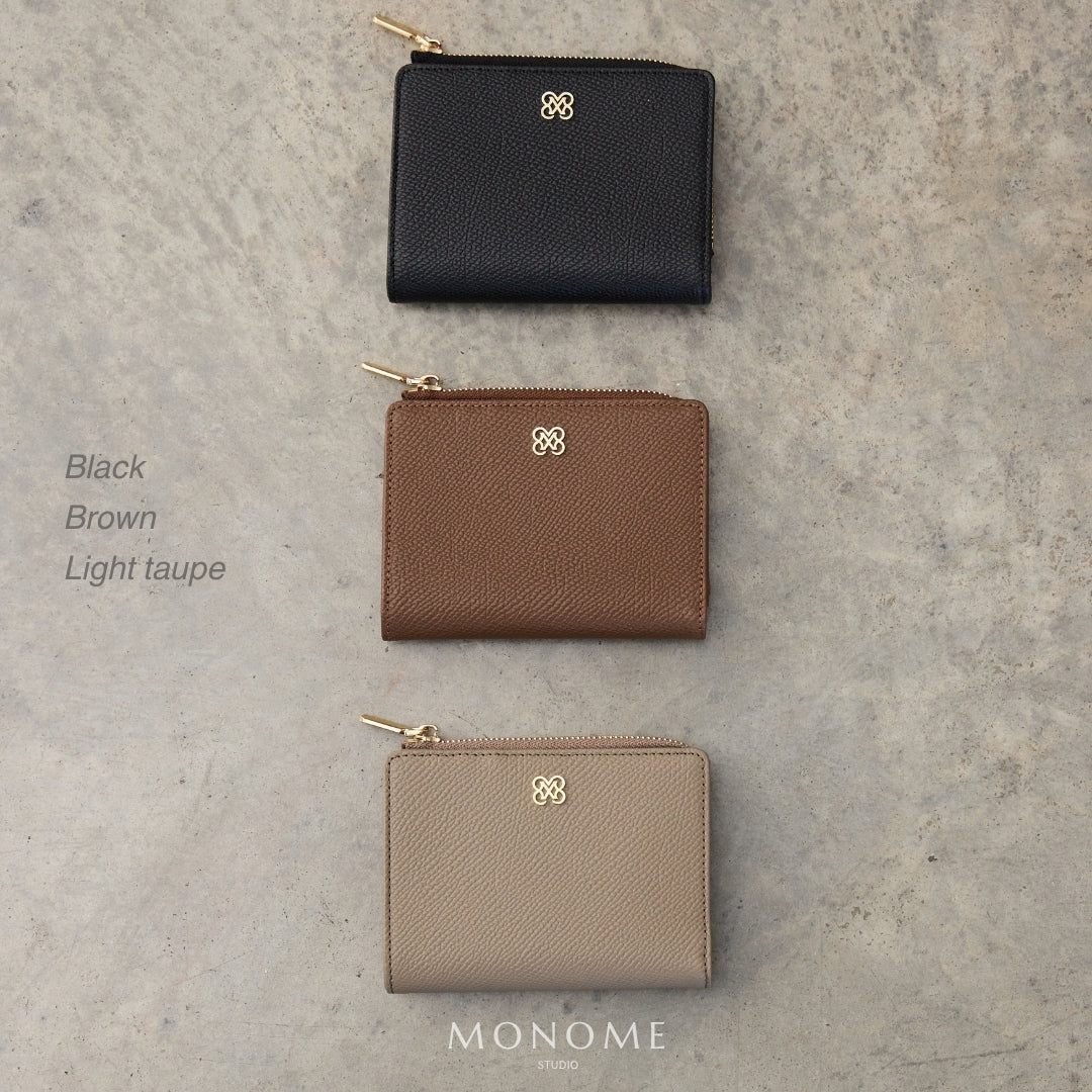 CARA Bi-Fold Wallet with Back Zip Genuine Leather Short Wallet