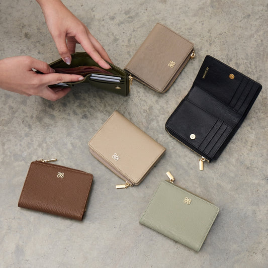 CARA Bi-Fold Wallet with Back Zip Genuine Leather Short Wallet