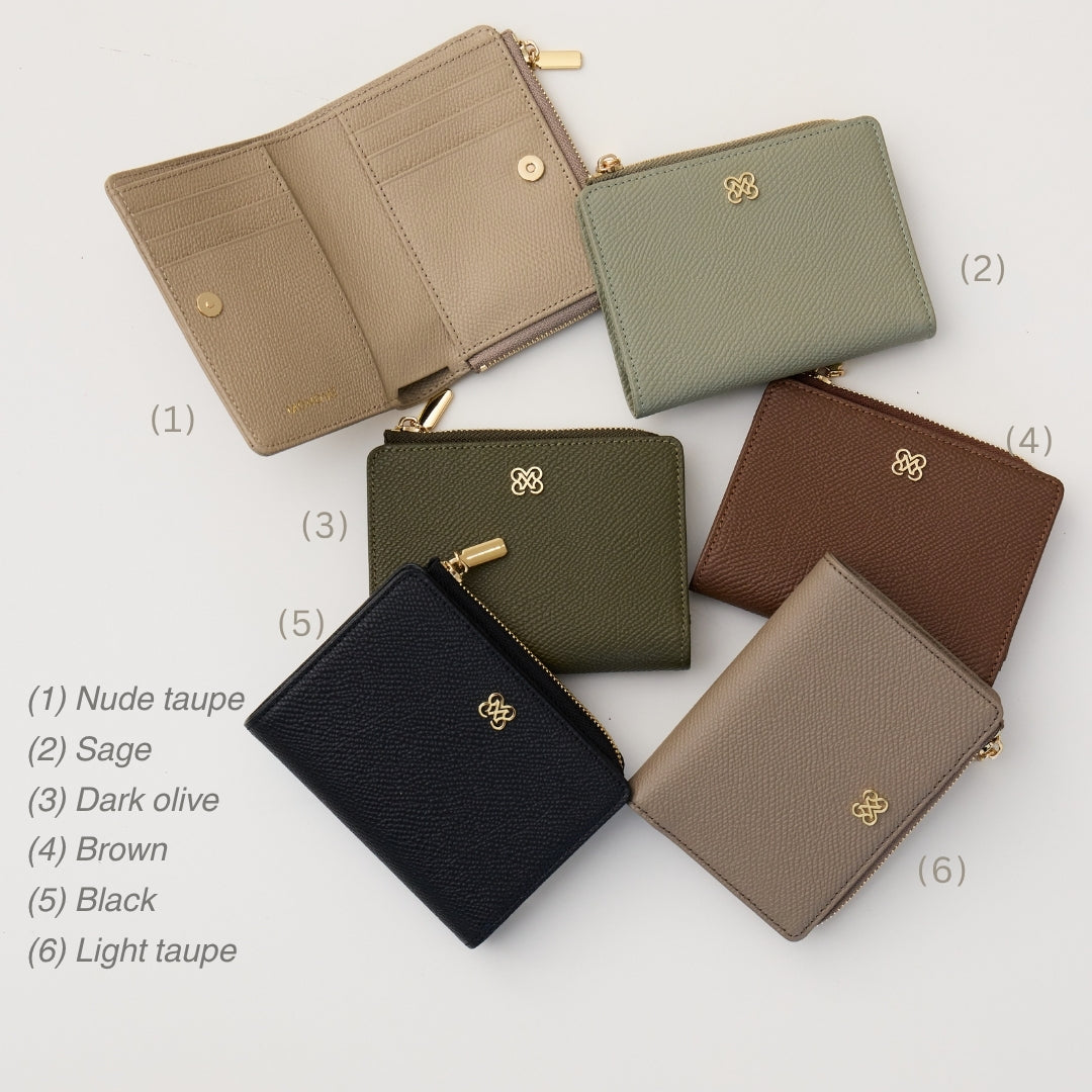 CARA Bi-Fold Wallet with Back Zip Genuine Leather Short Wallet