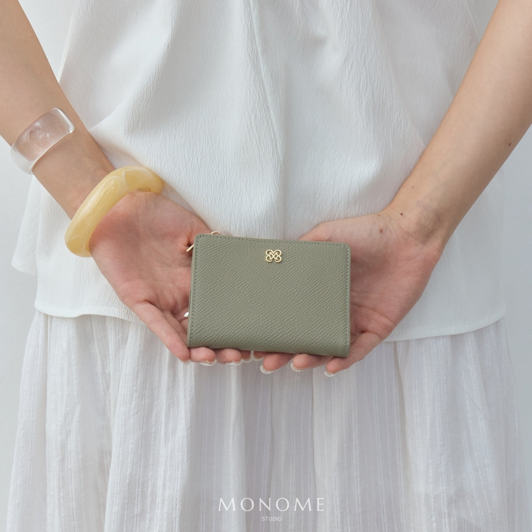 CARA Bi-Fold Wallet with Back Zip Genuine Leather Short Wallet