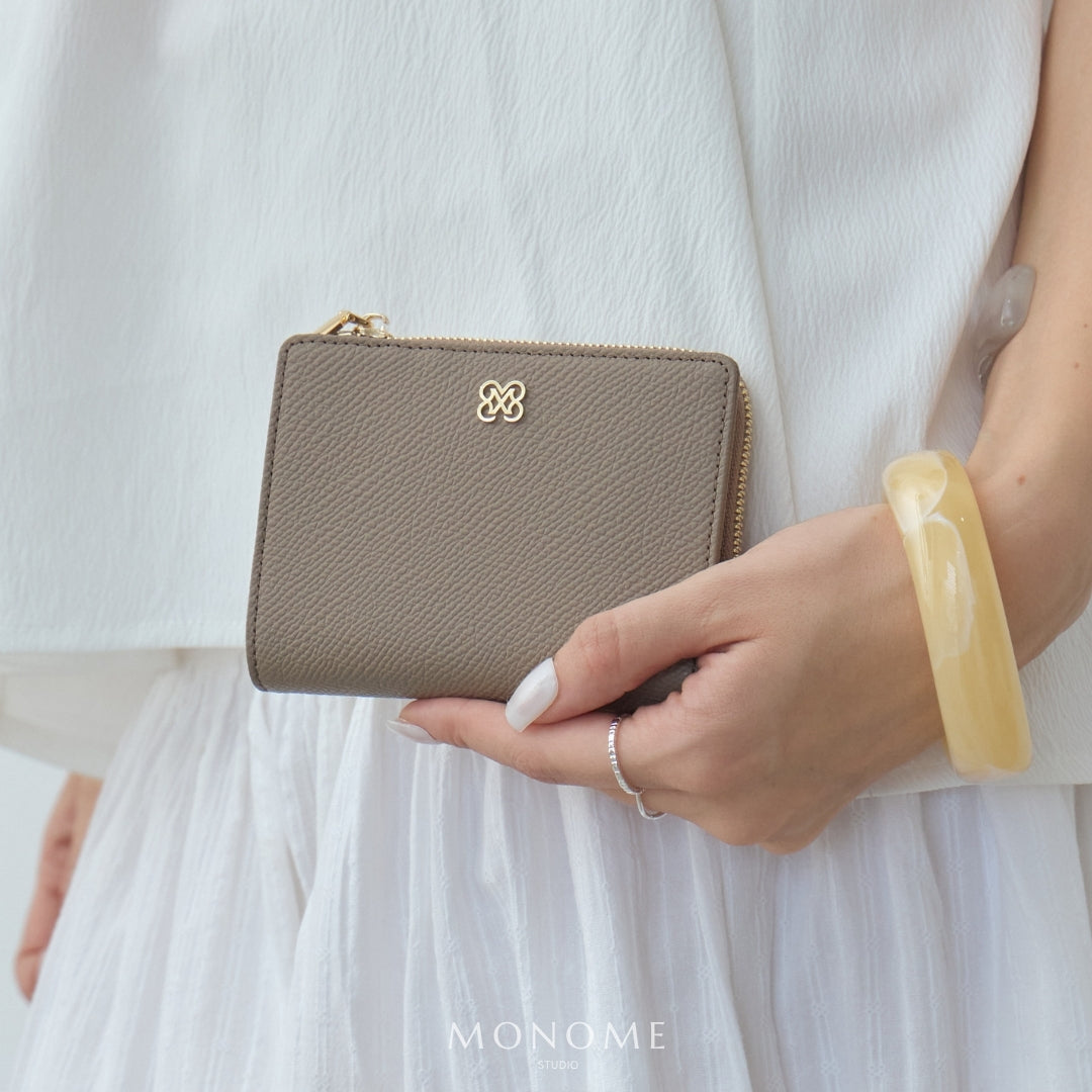 CARA Bi-Fold Wallet with Back Zip Genuine Leather Short Wallet