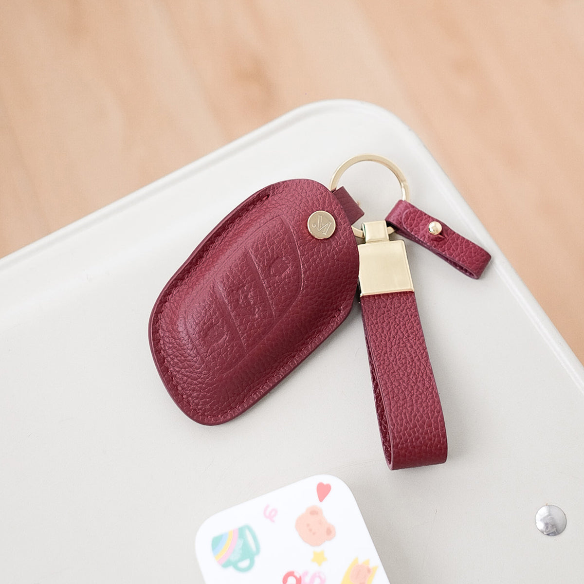 Maroon LV Solid Leather Airpods Case