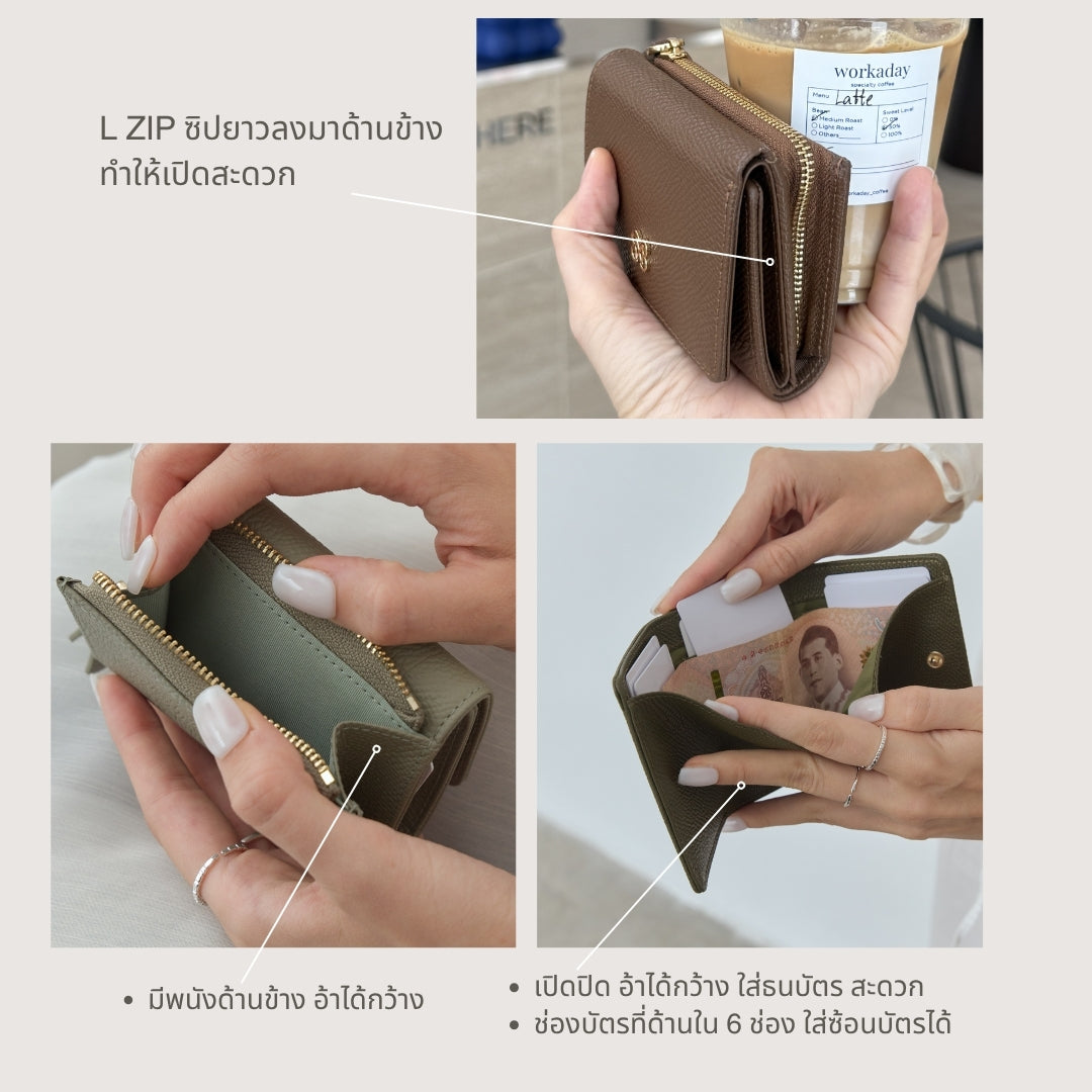 LILY Tri-fold wallet with Back zip