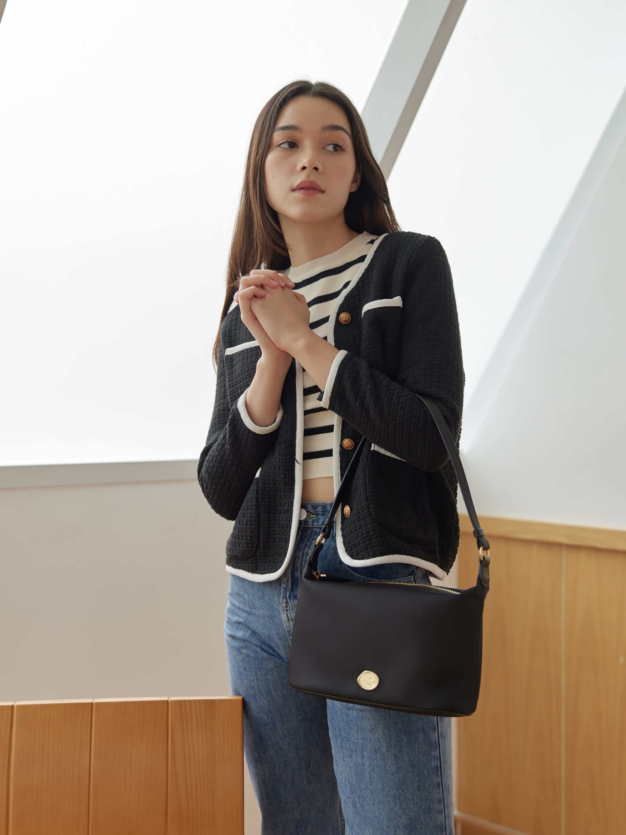 ◎IROCO◎ nylon mini hobo bag_black MINI GOLD BLACK HOBO BAG – NO STOCK PARIS