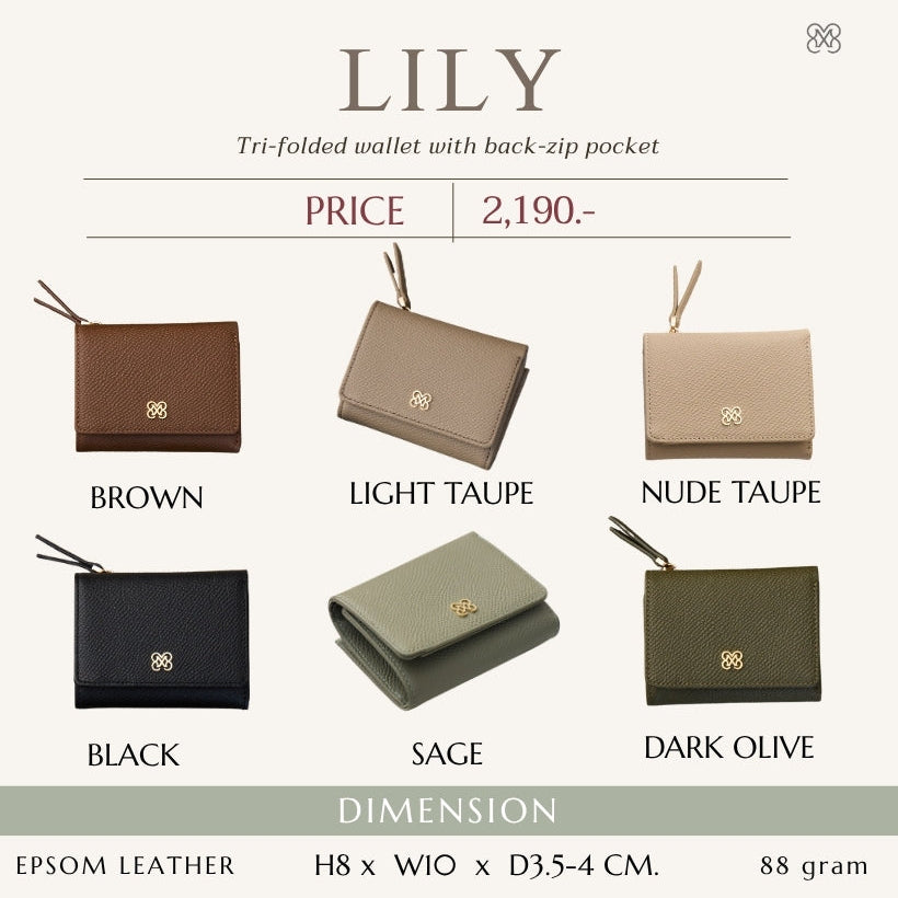 LILY Tri-fold wallet with Back zip