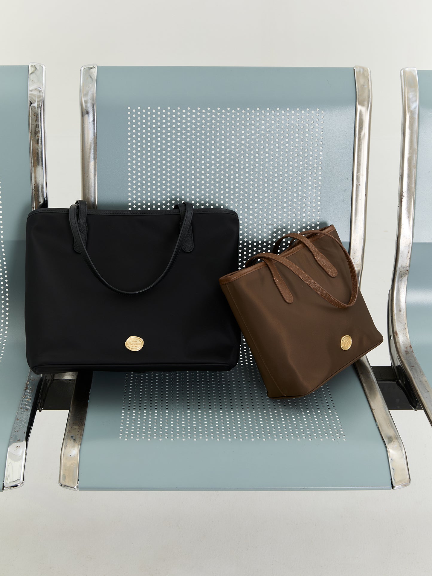 Black: FAVE TOTE Bag 10.5 inch, Premium Nylon with Genuine leather