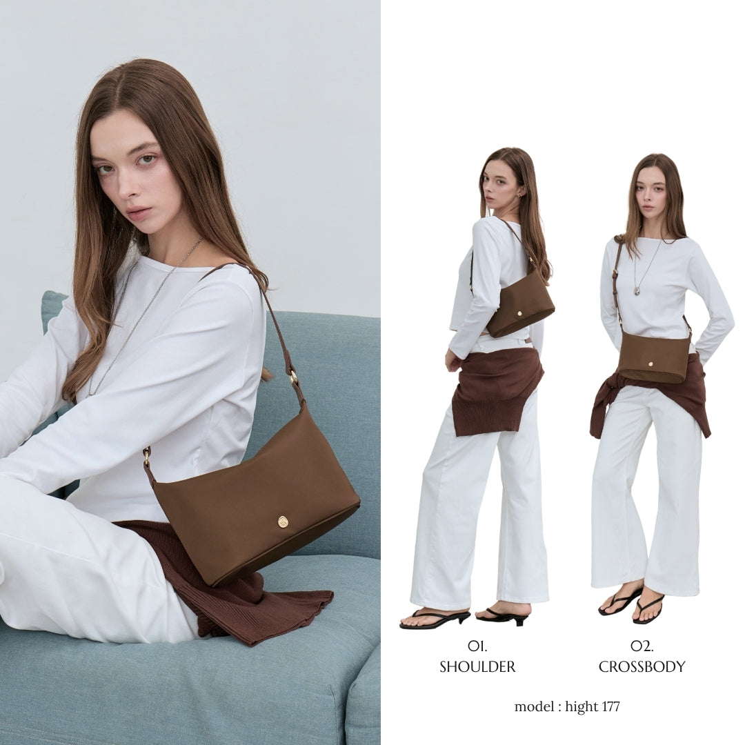 COMFY Re-Edition HOBO bag : NYLON with Genuine leather strap